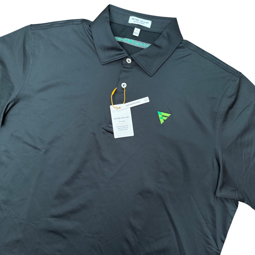 Peter Millar Polo Shirt Mens Large Black Crown Sport Summer Comfort ME0EK01S NWT